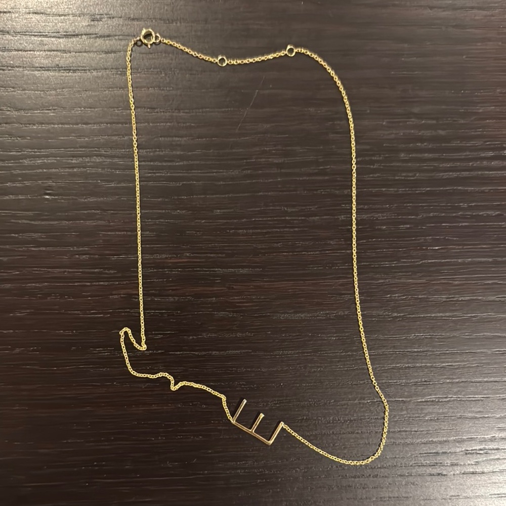 Gold letter “E” necklace
